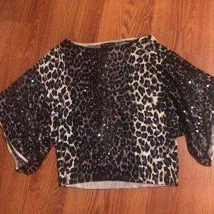 Inc leopard print sequined dolman
